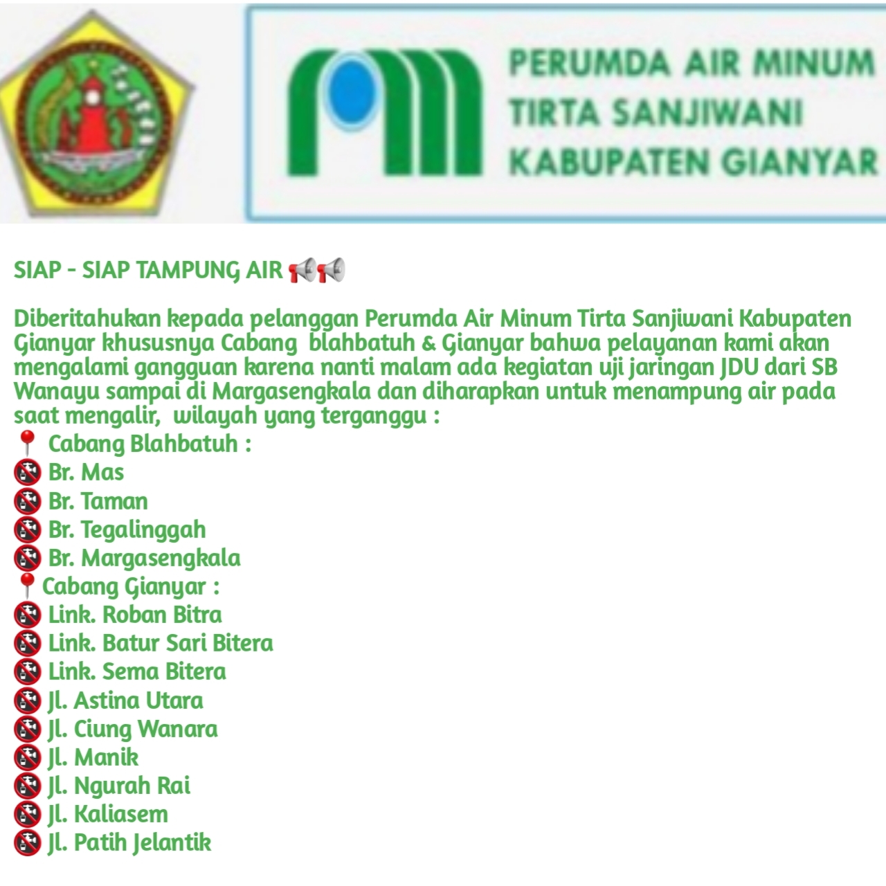Info berita,Layanan PDAM,Kegiatan PDAM,gangguan layanan pdam,Berita PDAM,PERUMDA AMTS,PERUMDA AMTS Kabupaten Gianyar