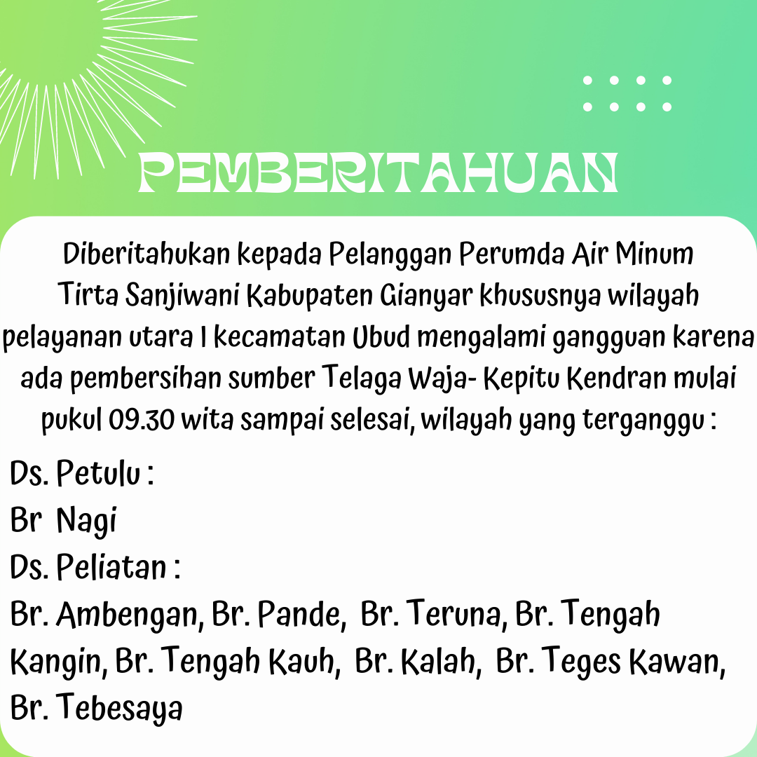 Info berita,Layanan PDAM,Kegiatan PDAM,gangguan layanan pdam,Berita PDAM,PERUMDA AMTS,PERUMDA AMTS Kabupaten Gianyar