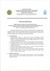 PERPANJANGAN KEDUA MASA PENDAFTARAN SELEKSI DEWAN PENGAWAS PERUMDA AIR MINUM TIRTA SANJIWANI KABUPATEN GIANYAR